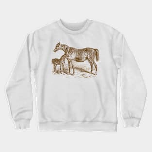 Arabian Horse Mare and Foal Vintage Illustration Crewneck Sweatshirt